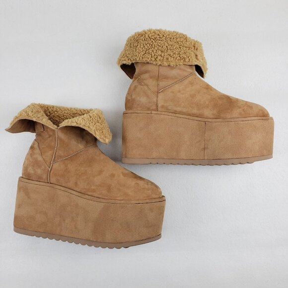 Dolls Kill Darker Wavs Atmosphere Platform Boot Womens 11 Brown Leather Lined - Picture 3 of 16